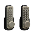 M230-DC Satin Nickel Mechanical Keyless 5 in. L x 1-1/2 in. W x 1-7/8 in. D Storeroom Knob with DeadlocSpring Latch