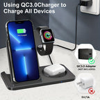 Wireless Charging Station For  Multiple Devices Foldable 3 In 1 Fast Charger Station Stand Dock For IWatch Series 8, 7, 6, SE, 5, 4, 3, 2, Airpods Pro 3, 2,  14Pro, 14, 13, Pro Max, 13 ,12, 11 Pro, X ,Max ,XS, XR, 8