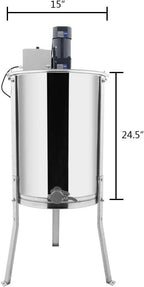 Electric 4 Frame Honey Extractor Separator,Food Grade  Steel Honeycomb Spinner Drum with Adjustable Height Stands,Beekeeping Pro Extraction Apiary CentrifuEquipment