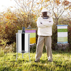 Electric 4 Frame Honey Extractor Separator,Food Grade  Steel Honeycomb Spinner Drum with Adjustable Height Stands,Beekeeping Pro Extraction Apiary CentrifuEquipment