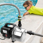 Lanchez 1 HP Shallow Well Pump，Garden Pump, Portable  Steel Water Transfer Draining Irrigation Jet Pump for Water Removal, Lawn Fountain Pump 1294 GPH 147 Feet Height