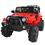 Electric Cars for Kids, 12V 3 Speeds Ride On Car Truck for Child 3-8, LED Lights Power Wheels with Remote Control, Spring Suspension for Christmas Gifts to Ride on Pavement Grass Mud, Red, Q0187