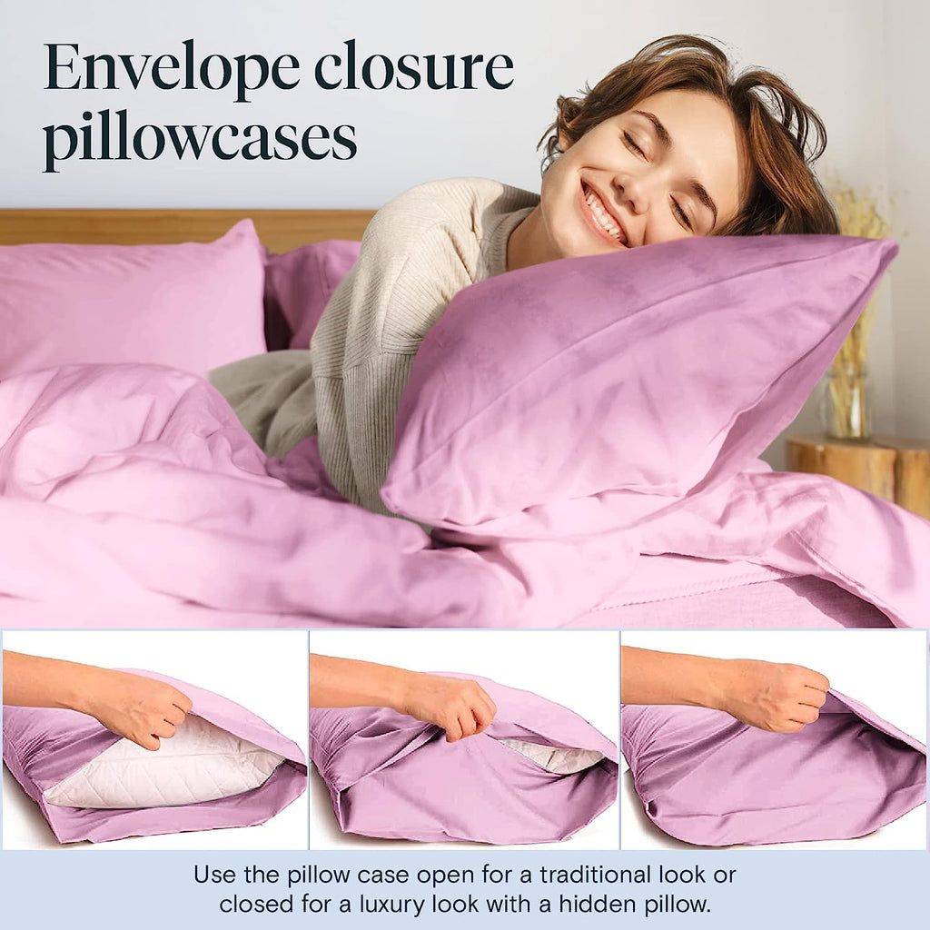 LuxClub Twin XL Sheets Set - Soft Twin Bed Sheets for Boys and Girls, 4 PC Deep Pockets 18" Eco Friendly Wrinkle Free Kids Fitted Sheets Machine Washable Hotel Bedding Silky Soft - Light Plum Twin XL