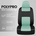 BDK PolyPro Car Seat Covers Full Set in Mint on Black – Front and Rear Split Bench Seat Covers for Cars, Easy to Install Car Seat Cover Set, Car Accessories for Auto Trucks Van SUV