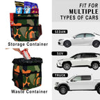 SIBOFUEGO Cute Car Trash Can with Lid - Leak Proof Car Trash Bag Hanging Waterproof Car Garbage Can with Storage Pockets Multipurpose Collapsible Car Organizer (Camo Orange)
