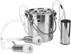 HEEPDD 5L Electric MilMachine Kit, Minitype Portable  Steel Double Head Milker Machine Household Electric Sheep Goat Cow MilMachine (for Cow US Plug)