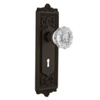 Egg and Dart Plate Interior Mortise Crystal Glass Door Knob in Oil-Rubbed Bronze