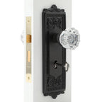 Egg and Dart Plate Interior Mortise Crystal Glass Door Knob in Oil-Rubbed Bronze
