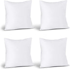 Utopia Bedding Throw Pillows (Set of 4, White), 18 x 18 Inches Pillows for Sofa, Bed and Couch Decorative Stuffer Pillows