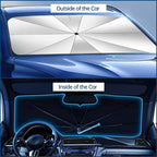 Car Windshield Sun Shade Umbrella, Upgraded Windshield Sunshades with 360° Rotation Bendable Handle, Foldable Automotive Windshield Shades, Full Cover Sun Shade for Most Vehicles