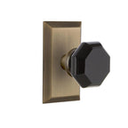 Studio Plate 2-3/8 in. Backset Antique Brass PassaHall/Closet Waldorf Black Door Knob