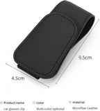 CHOSMOYI 2 Packs Sunglasses Holder for Car, Sunglass Clip for Car Visor, Magnetic Leather Car Eyeglass Holder and Ticket Card Clip, Suitable for Different Size Eyeglasses(Black