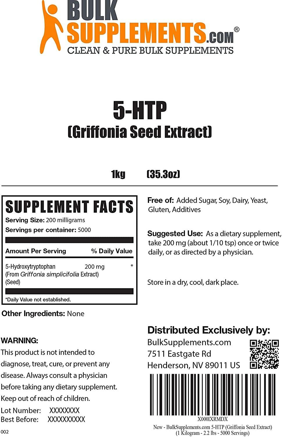 BulkSupplements.com 5-HTP (Griffonia Seed Extract) (5 Kilograms - 11 lbs)