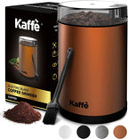 Kaffe Coffee Grinder Electric - Spice Grinder w/Cleaning Brush, Easy On/Off - Perfect for Espresso, Herbs, Spices, Nuts, Grain - 3.5oz / 14 Cup. Copper