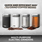 Kaffe Coffee Grinder Electric - Spice Grinder w/Cleaning Brush, Easy On/Off - Perfect for Espresso, Herbs, Spices, Nuts, Grain - 3.5oz / 14 Cup. Copper