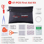 Car Roadside Emergency Kit with Jumper Cables, Auto Vehicle Safety Road Side Assistance Kits, Winter Car Kit for Women and Men, with Portable Air Compressor, First Aid Kit, Tow Rope, Multitool Plier