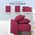 LuxClub 6 PC King Size Sheet Set Bamboo Sheets Deep Pockets 18" Eco Friendly Wrinkle Free Cooling Sheets Machine Washable Hotel Bedding Silky Soft - Burgundy King
