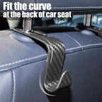 LivTee Car Seat Headrest Hook, Auto Seat Hook Hangers Organizer Interior Accessories for Purse Coats Umbrellas Grocery Bags Handbag, 4-Pack - Carbon Fiber