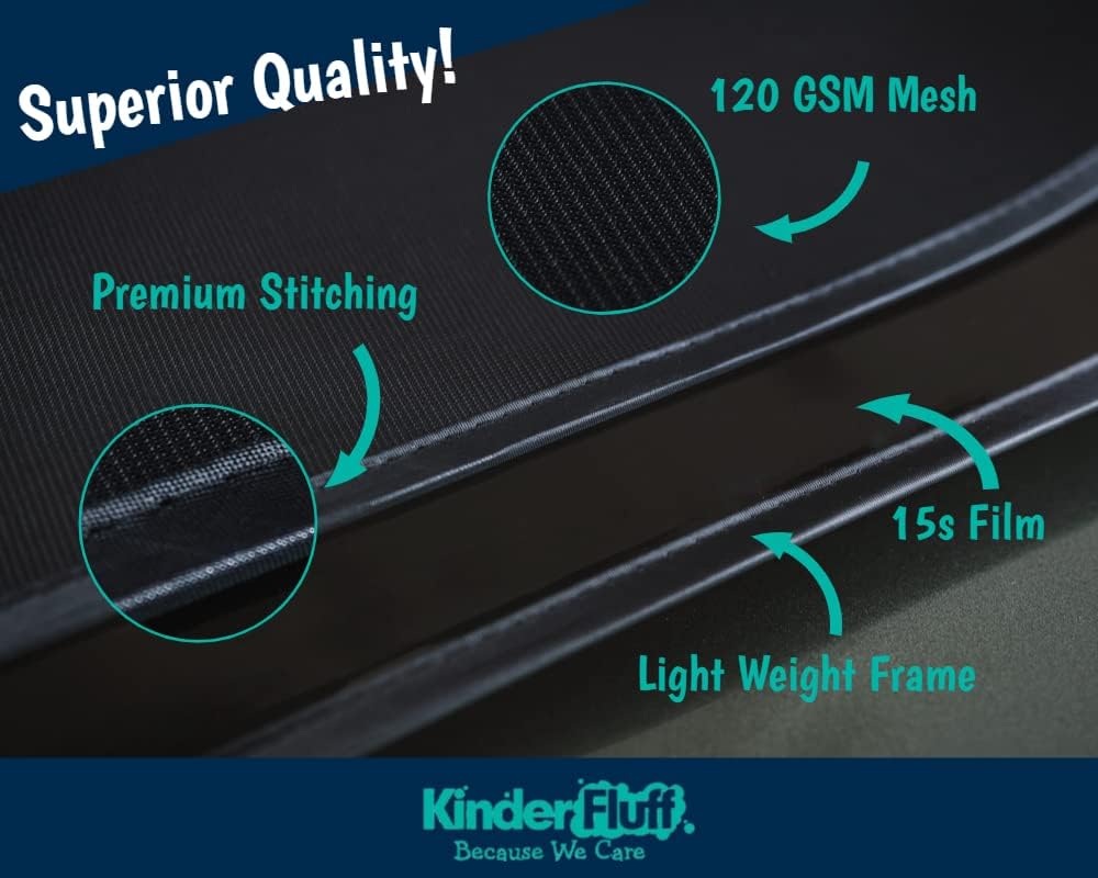 kinder Fluff Car Window Shade (4Pack)-Car Sun Shade for Baby-The Only Certified car Sun Shade to Block 99.95% UVR-Mom’s Choice Gold Award Winning Car Window Shade for Baby &amp; Aircraft Pilot