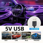 196.85inchCar Environment El Wire LED USB Flexible Neon Interior Lights Assembly RGB Light For Automotive Decoration Lighting Accessories