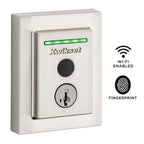 Halo Touch Satin Nickel CNT Fingerprint WiFi Elec Smart Lock Deadbolt Feat SmartKey Security with San Clemente Handleset