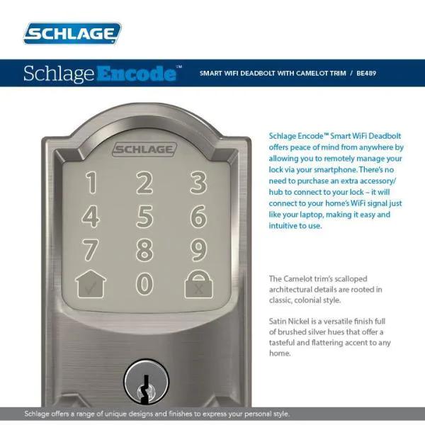 Century Bright Chrome Encode Smart Wi-Fi Deadbolt with Alarm and Century Handleset and Latitude Lever