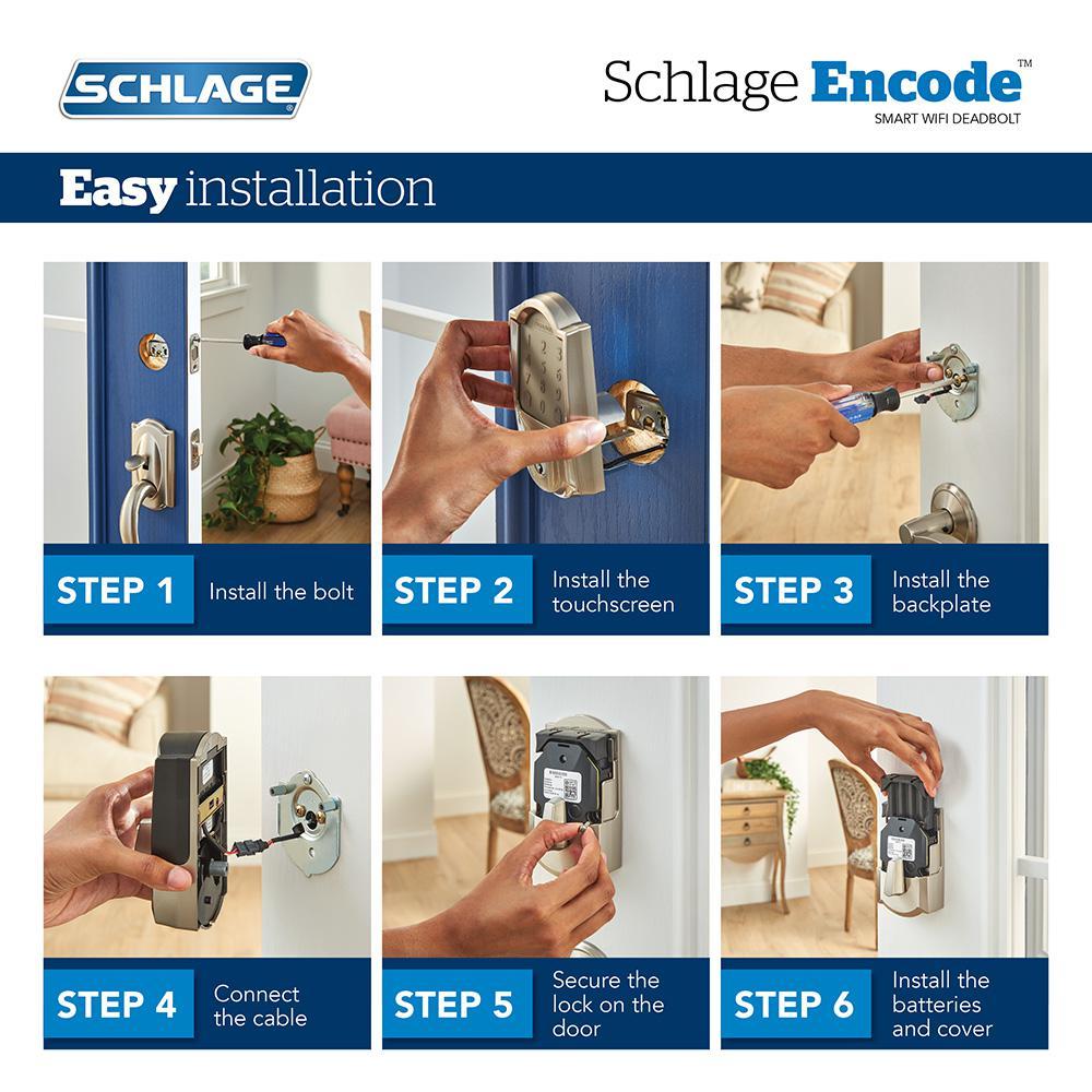 Century Bright Chrome Encode Smart Wi-Fi Deadbolt with Alarm and Century Handleset and Latitude Lever