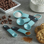 KitchenAid Classic Measuring Spoons, Set of 5, Aqua Sky/Black