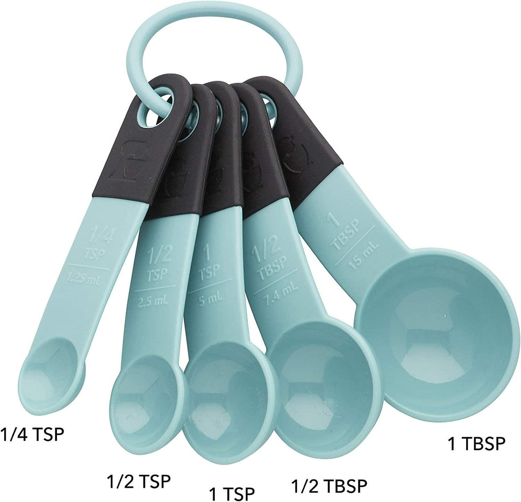 KitchenAid Classic Measuring Spoons, Set of 5, Aqua Sky/Black