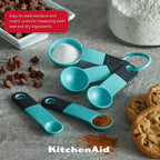 KitchenAid Classic Measuring Spoons, Set of 5, Aqua Sky/Black