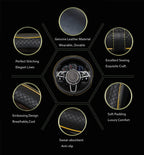 Gomass Car Steering Wheel Cover, Anti-Slip, Safety, Soft, Breathable, Heavy Duty, Thick, Full Surround, Sports Style (Black with Yellow Line)