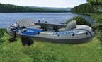 Excursion Inflatable Rafting Fishing 4 Person Boat w/ Oars &amp; Pump (2 Pack)