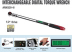 ACDelco Tools 1/2” (Inch) Compact Interchangeable Digital Torque Wrench, Measures 14.8 – 147.5'-LBS. Ranof Torque, 22” Length, Lcd Display, Audible Notification Buzzer, LED Light ARM329-4I