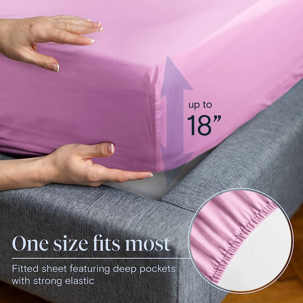 LuxClub Twin XL Sheets Set - Soft Twin Bed Sheets for Boys and Girls, 4 PC Deep Pockets 18" Eco Friendly Wrinkle Free Kids Fitted Sheets Machine Washable Hotel Bedding Silky Soft - Light Plum Twin XL