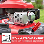 PowerSmart Lawn Mower, 21-inch & 170CC, Gas Powered Push Lawn Mower with 4-Stroke Engine, 3-in-1 Gas Mower in Color Red/Black, 5 Adjustable Heights (1.18''-3.0'' ), DB2194PR
