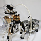 CM10WP5: Complete Cow Bucket Milker w/Twin Piston Oil-Less Oil 5.5 CFM Vacuum Pump 10L SS Bucket Pulsator Claw Cluster Shells+Liners Milk+Air Hoses Clear PVC Portable Station  Quiet Clean