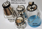 CM10WP5: Complete Cow Bucket Milker w/Twin Piston Oil-Less Oil 5.5 CFM Vacuum Pump 10L SS Bucket Pulsator Claw Cluster Shells+Liners Milk+Air Hoses Clear PVC Portable Station  Quiet Clean