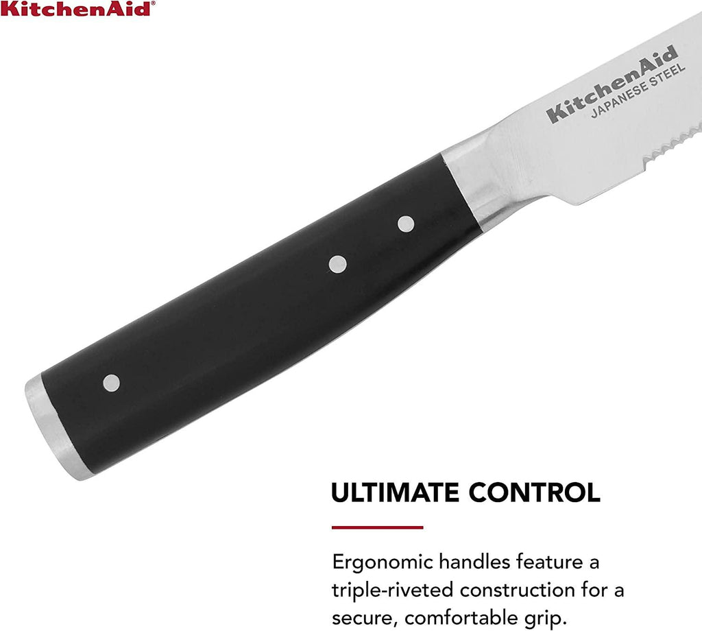 KitchenAid Gourmet 4-Piece Forged Triple Rivet Steak Knife Set, Black