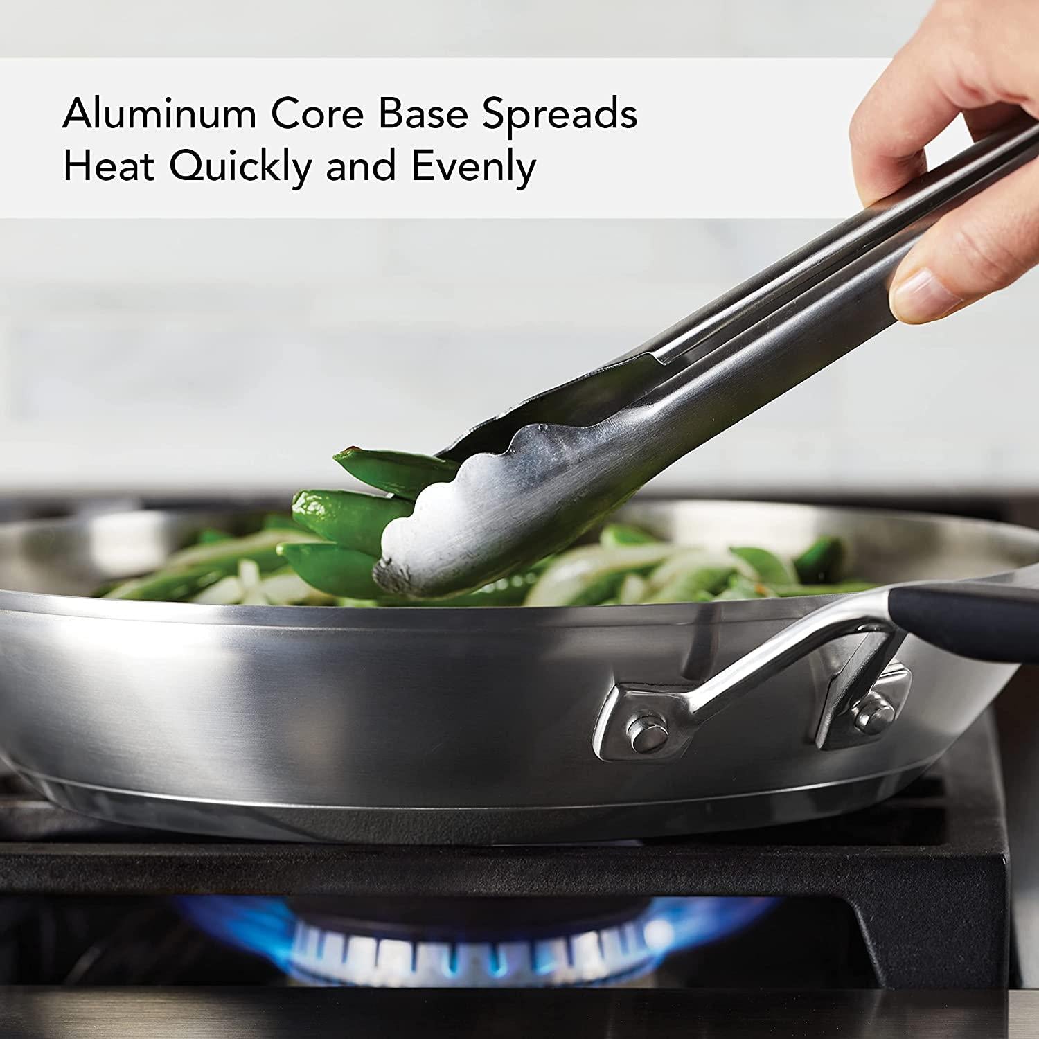 KitchenAid Stainless Steel Frying Pan/Skillet, 12 Inch, Brushed Stainless Steel