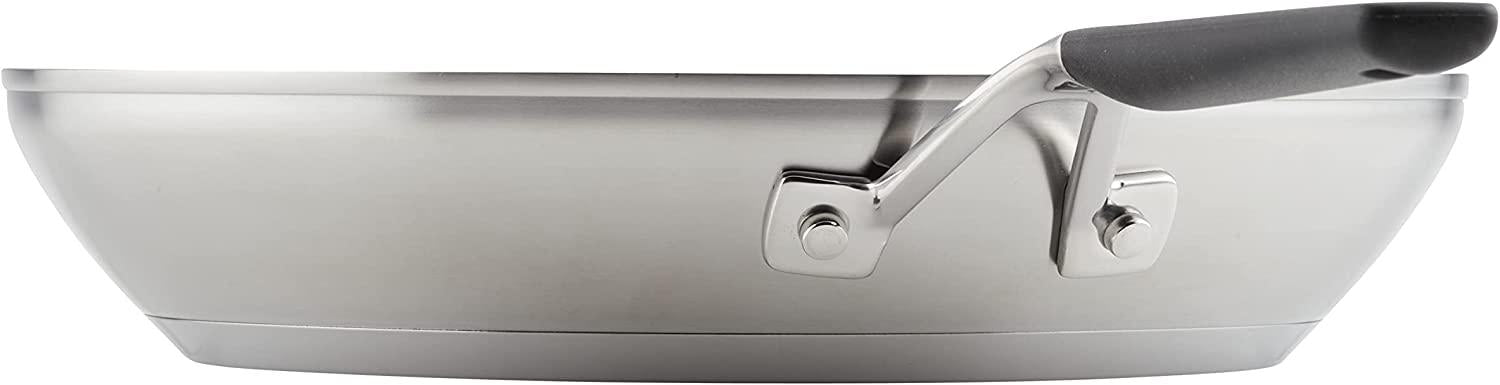 KitchenAid Stainless Steel Frying Pan/Skillet, 12 Inch, Brushed Stainless Steel