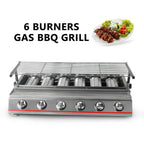 Steel 6 Burners LPG Barbecue BBQ Grill Grill Size 790*250mm Garden