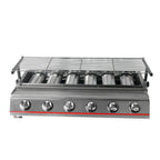 Steel 6 Burners LPG Barbecue BBQ Grill Grill Size 790*250mm Garden