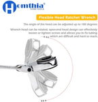 Ratcheting Line Wrench with Flex Head - Brake Line Wrench - Tubing Wrenches 8-19 mm Metric Open Movable Head for Car Maintain Wrench and Hand Repair Tools