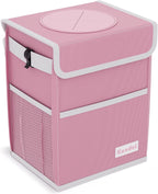 K KNODEL Car Trash Can, Waterproof Garbage Bag with Lid, Leak-Proof Car Trash Bin, Car Trash Hanging (Pink, Medium)