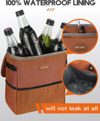 HOTOR Car Trash Can, 3-Gallon Ultra-Large Car Garbage Can, 100% Leakproof &amp; Waterproof Trash Can for Car, Multipurpose Car Trash Bin with Adjustable Straps, Magnetic Buckles, Mesh Pockets (Brown)