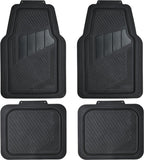 CAR PASS Heavy Duty Rubber Floor Mats 4-Piece Car Mat Set - Universal Waterproof Carbon Fiber Floor Mats for Car SUV Truck, Durable All-Weather Mats(Black)