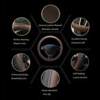Gomass Car Steering Wheel Cover, Anti-Slip, Safety, Soft, Breathable, Heavy Duty, Thick, Full Surround, Sports Style (Black Brown)