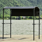 Steel Backyard Patio BBQ Grill Gazebo with Side Awning Bar Counters Hooks VF