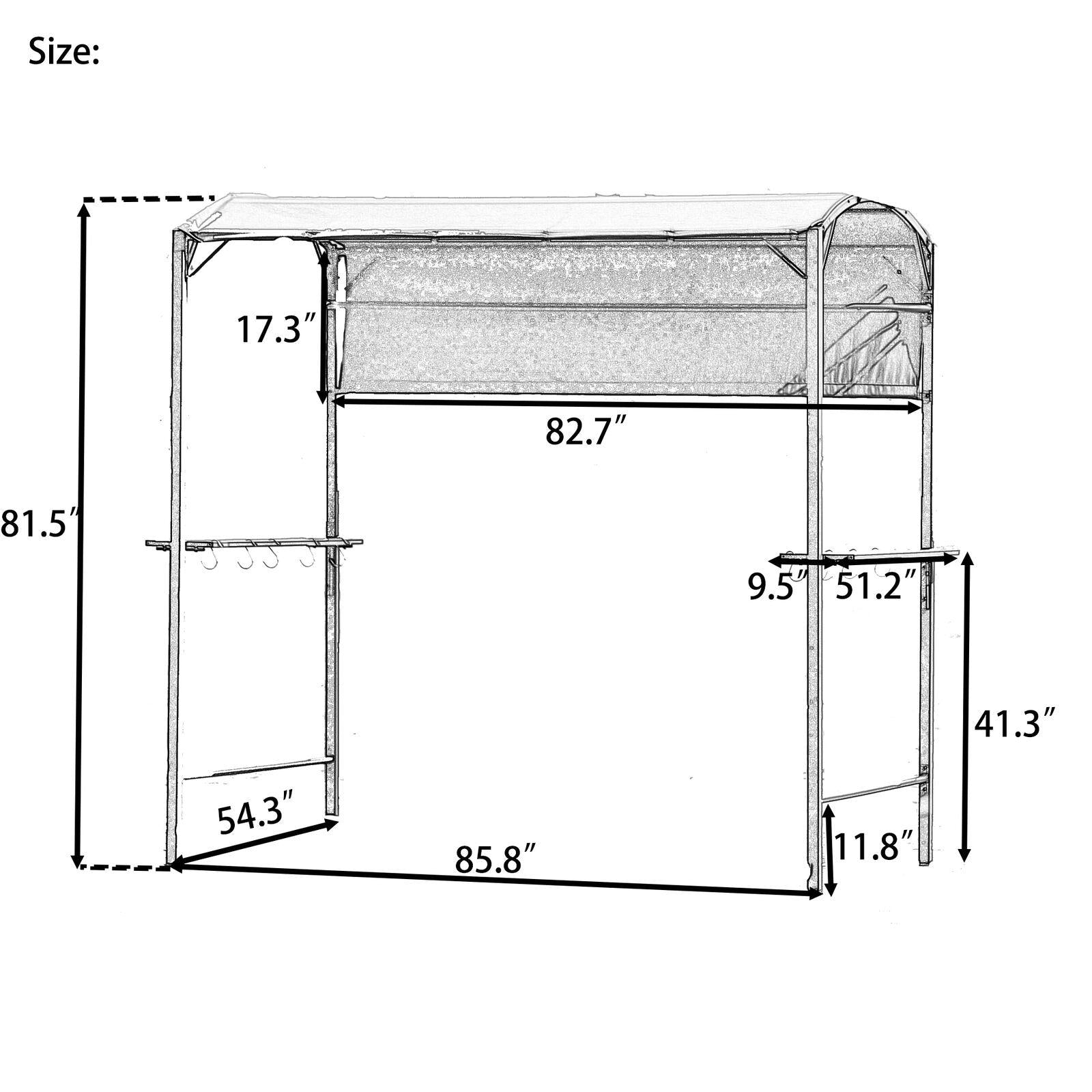 Steel Backyard Patio BBQ Grill Gazebo with Side Awning Bar Counters Hooks AS
