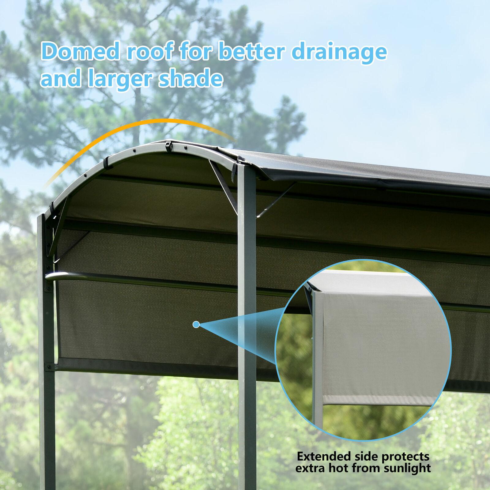 Steel Backyard Patio BBQ Grill Gazebo with Side Awning Bar Counters Hooks VF
